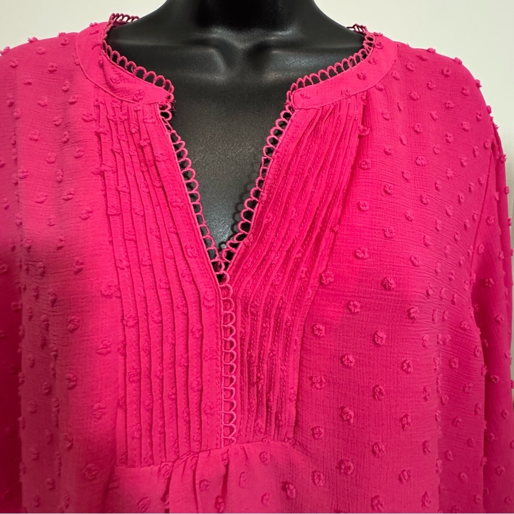 Vibrant Pink Blouse Textured Blouse - Picture 6 of 6